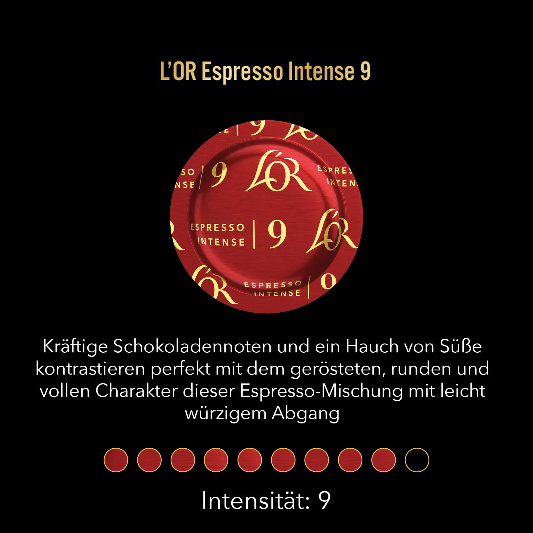 L'OR Suprême Espresso Intense 9 - Intensität 9 von 10